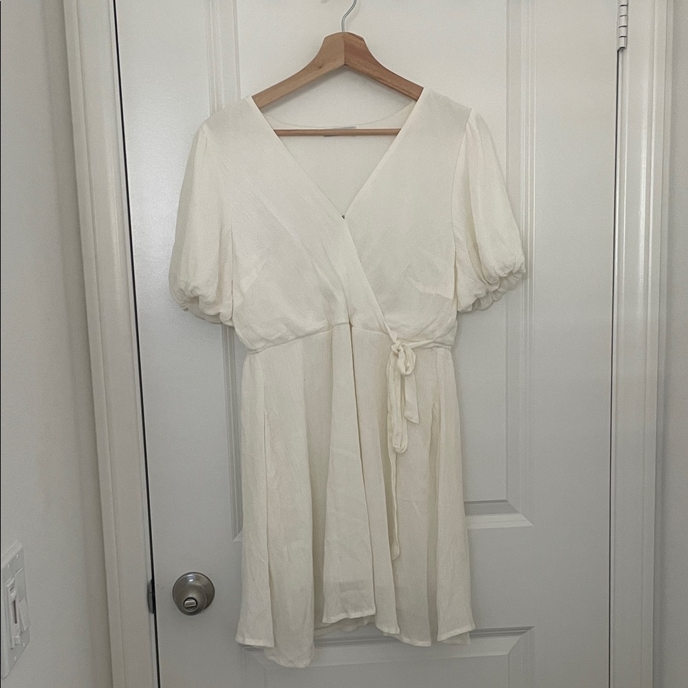 Elegant Cream Wrap Dress